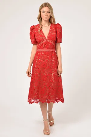 Rhana Open Back Lace Midi Dress