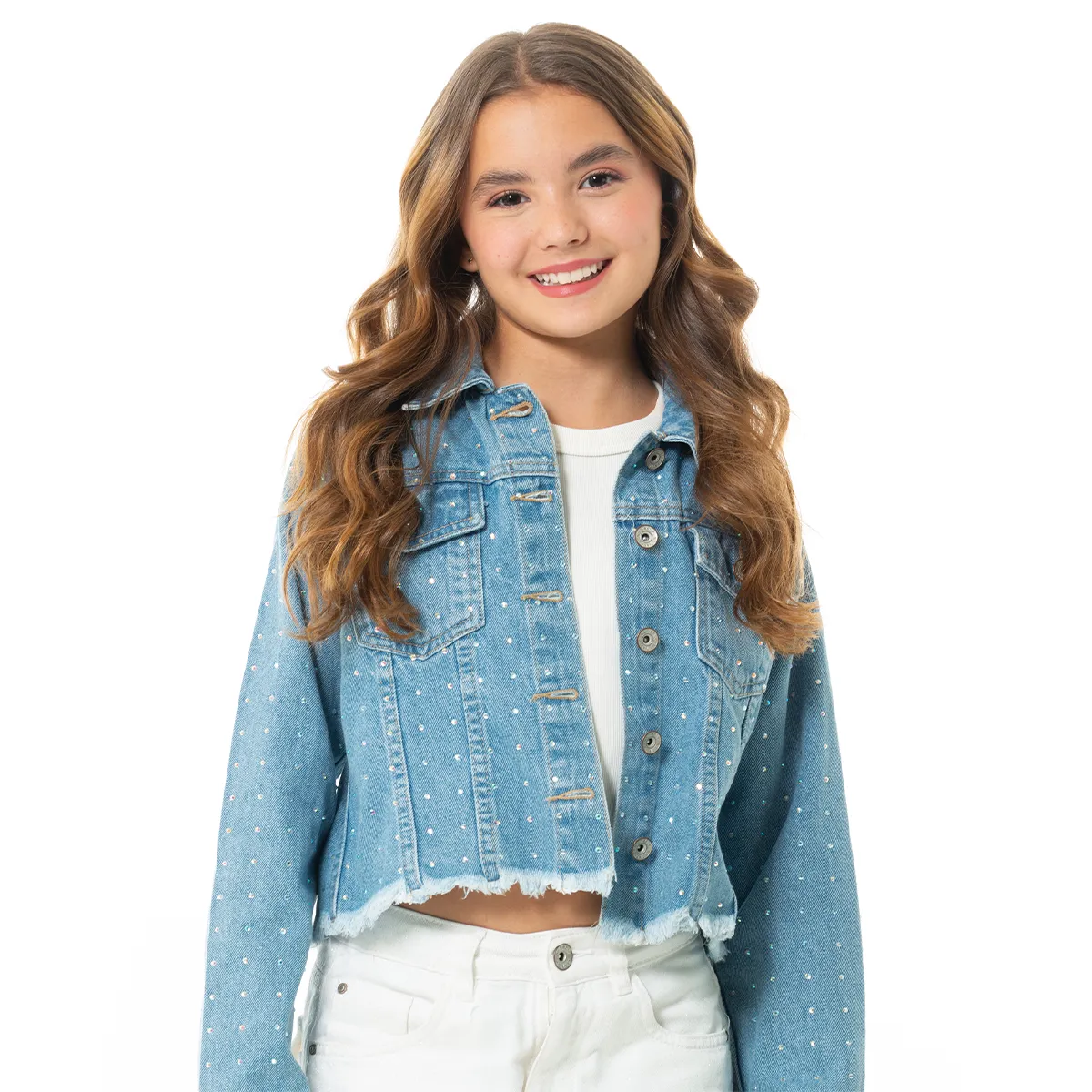 RHINESTONES DENIM JACKET FOR GIRLS