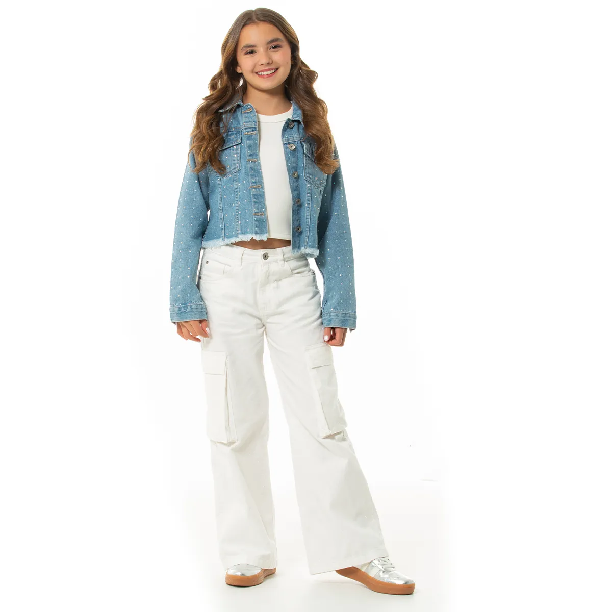 RHINESTONES DENIM JACKET FOR GIRLS