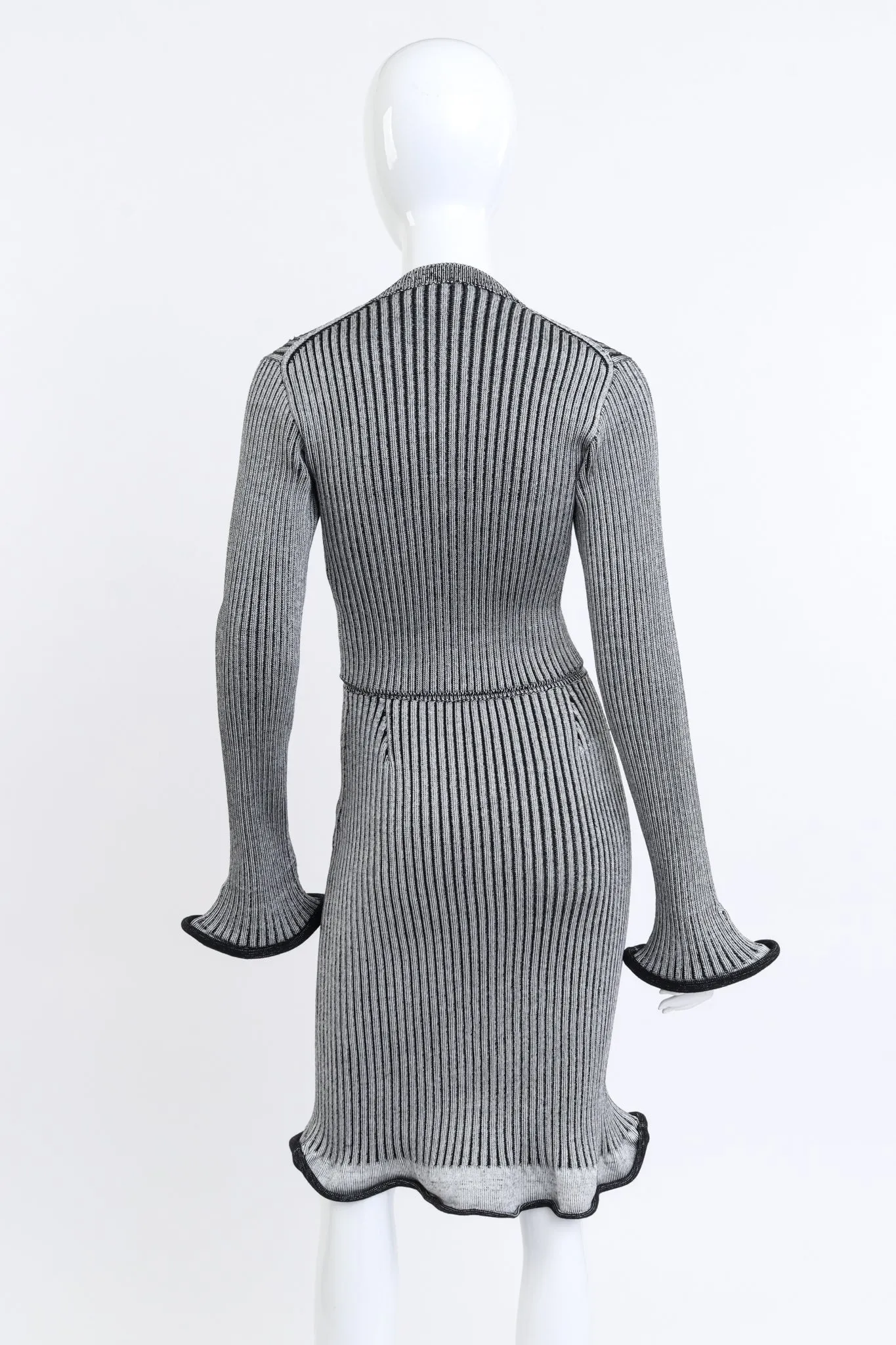 Ribbed Knit Trumpet Cardigan & Skirt Set