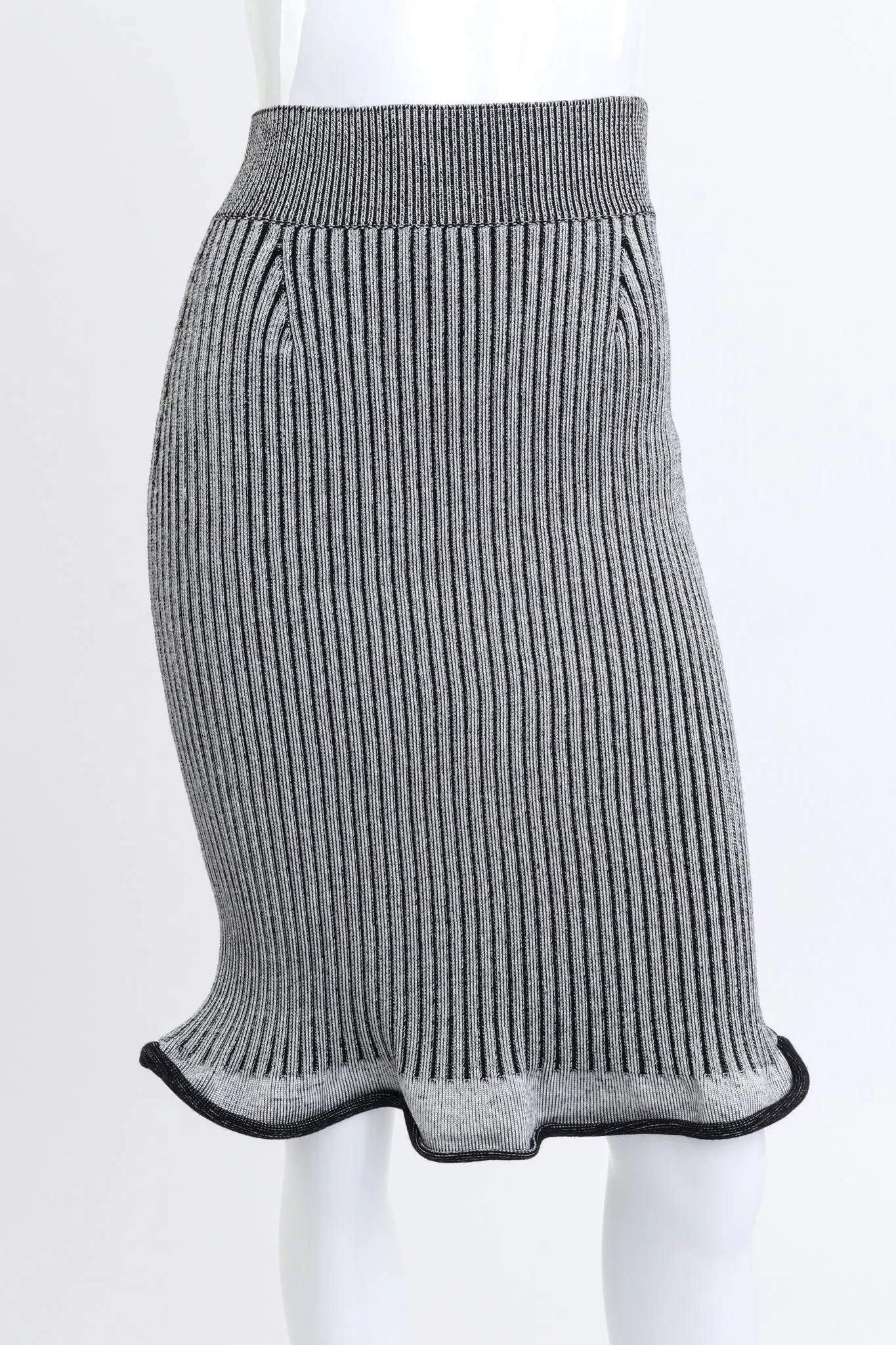 Ribbed Knit Trumpet Cardigan & Skirt Set