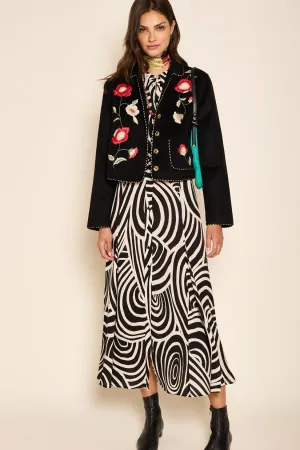 Rixo Sunday Jacket - Poppy Embroidery Black