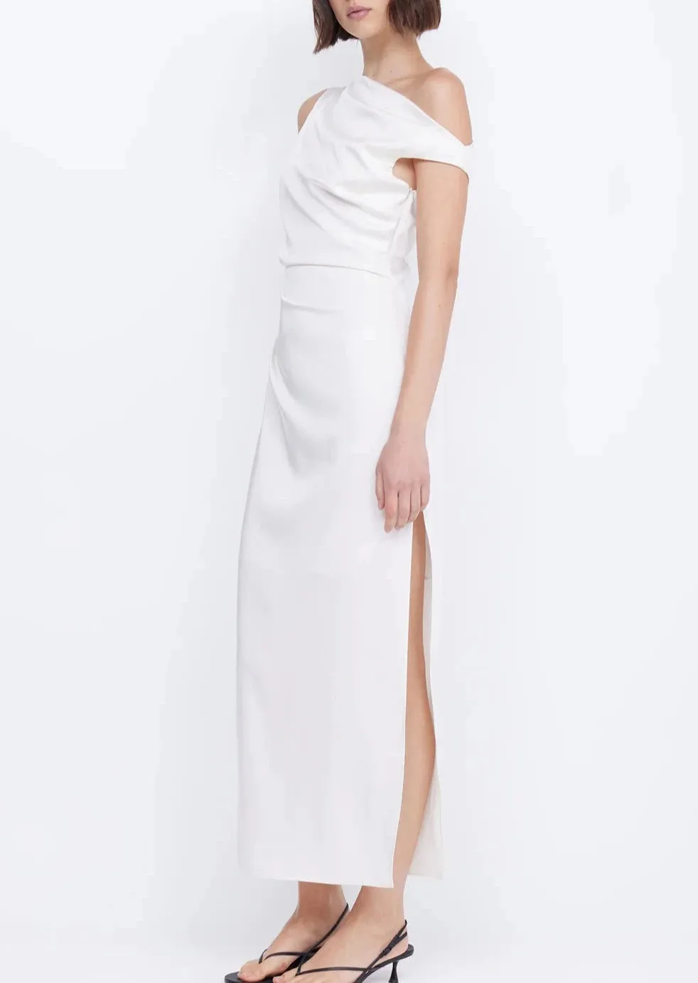 Rochelle ASYM Midi Dress - Cream