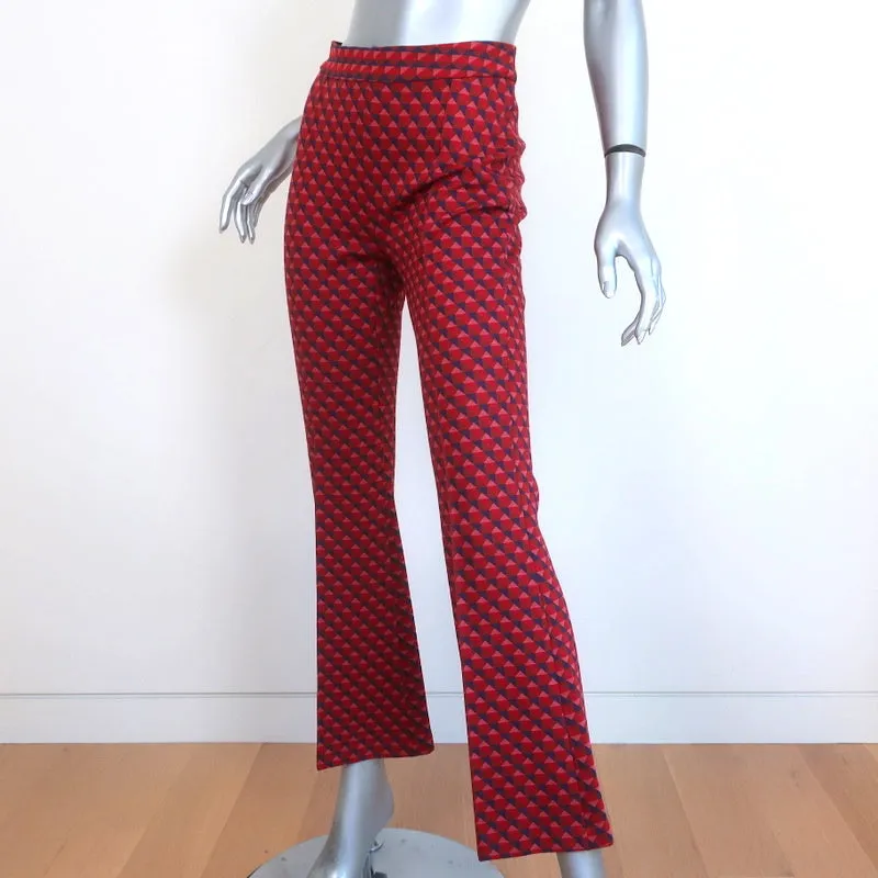 Rosetta Getty Cropped Flare Pants Red Geometric Jacquard Size Small NEW