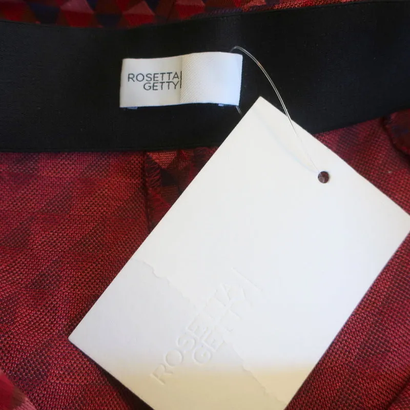 Rosetta Getty Cropped Flare Pants Red Geometric Jacquard Size Small NEW