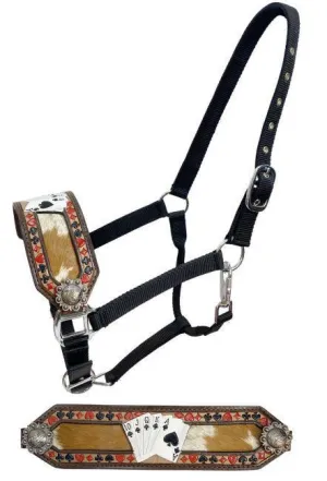 Royal Flush' Black Nylon Bronc Nose Halter