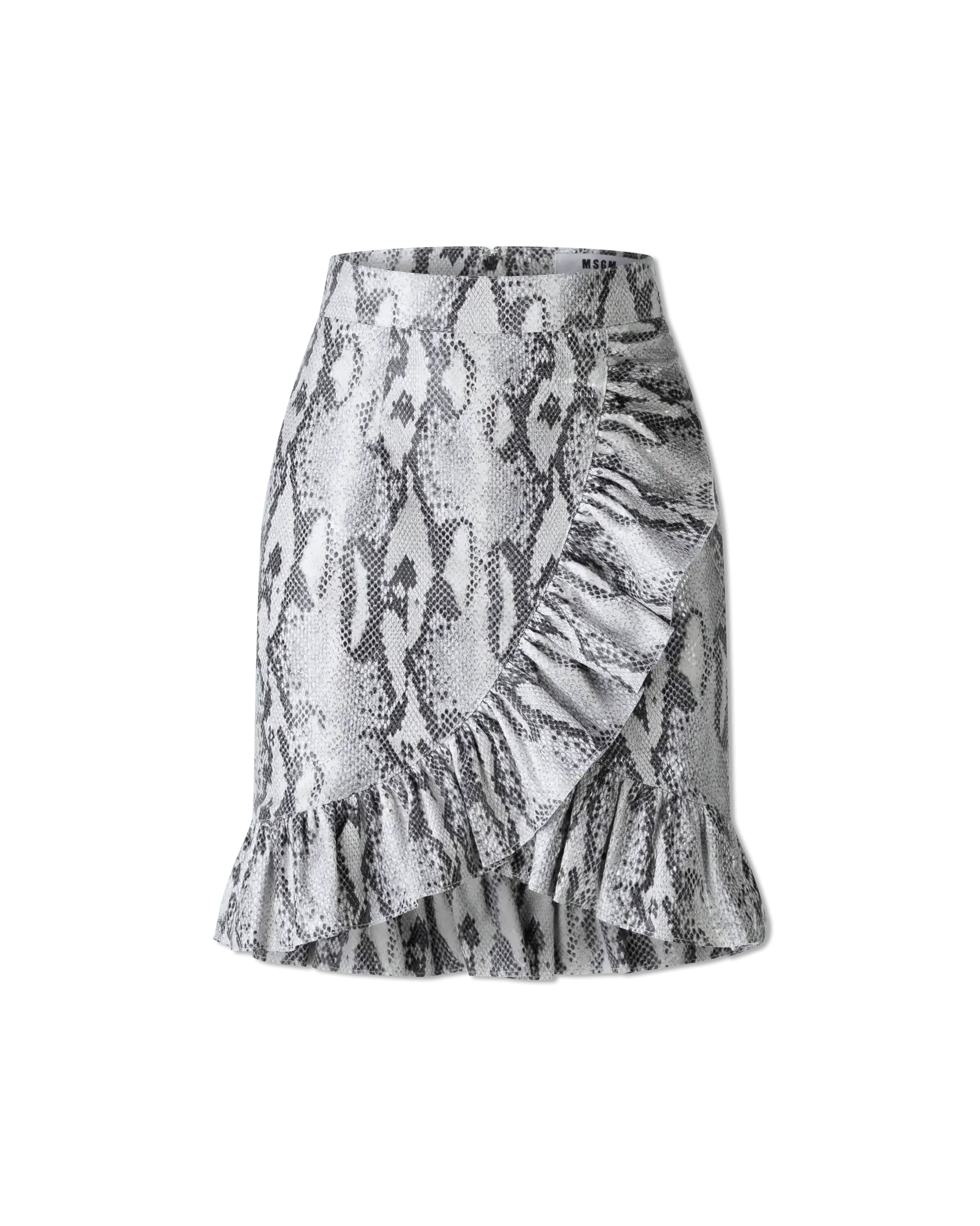 Ruffled Snakeskin Print Skirt