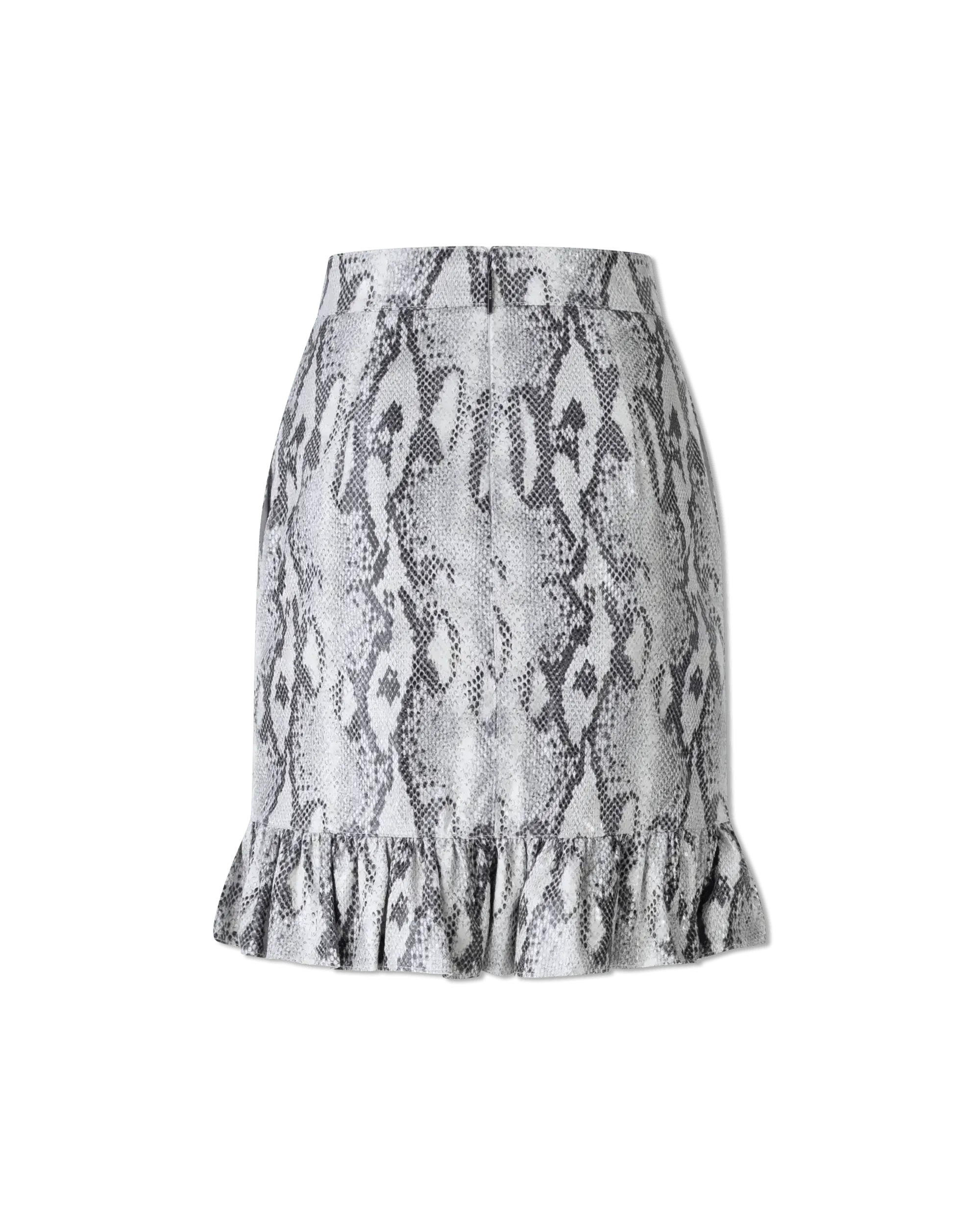 Ruffled Snakeskin Print Skirt
