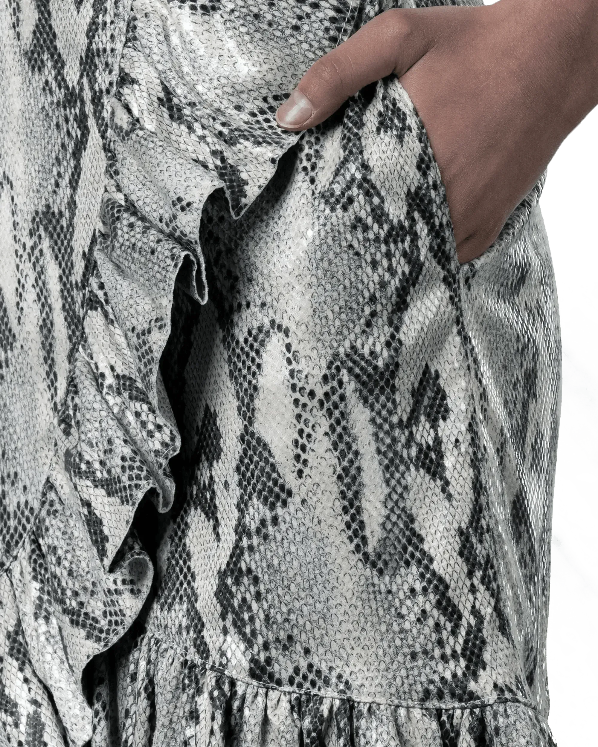 Ruffled Snakeskin Print Skirt