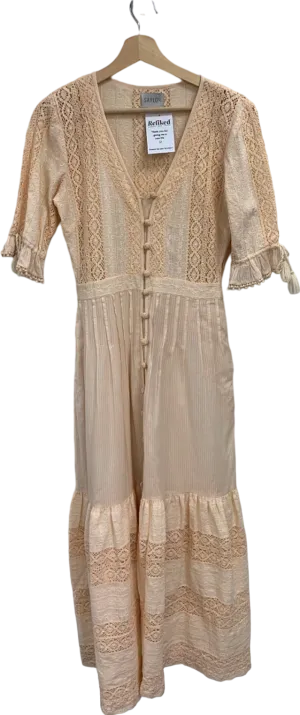 Saylor New York Blush Pink Lace Inset Midi Dress UK S