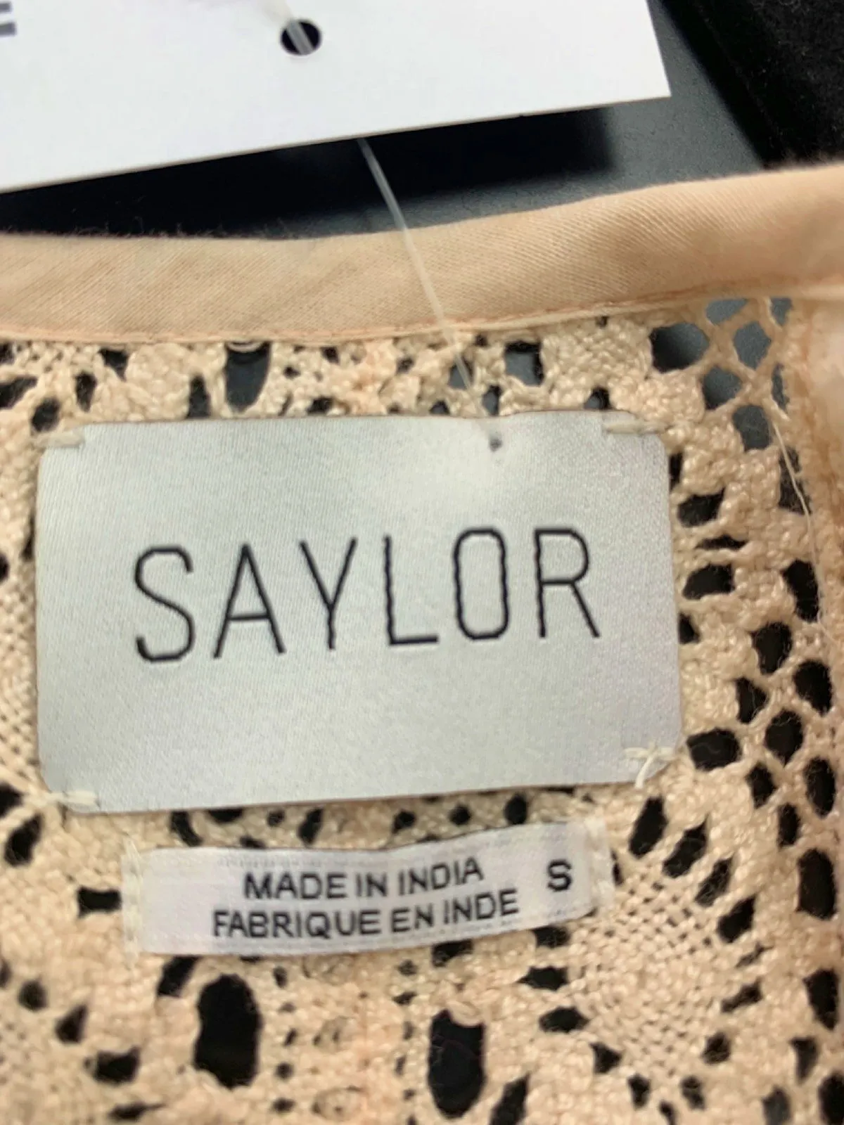 Saylor New York Blush Pink Lace Inset Midi Dress UK S