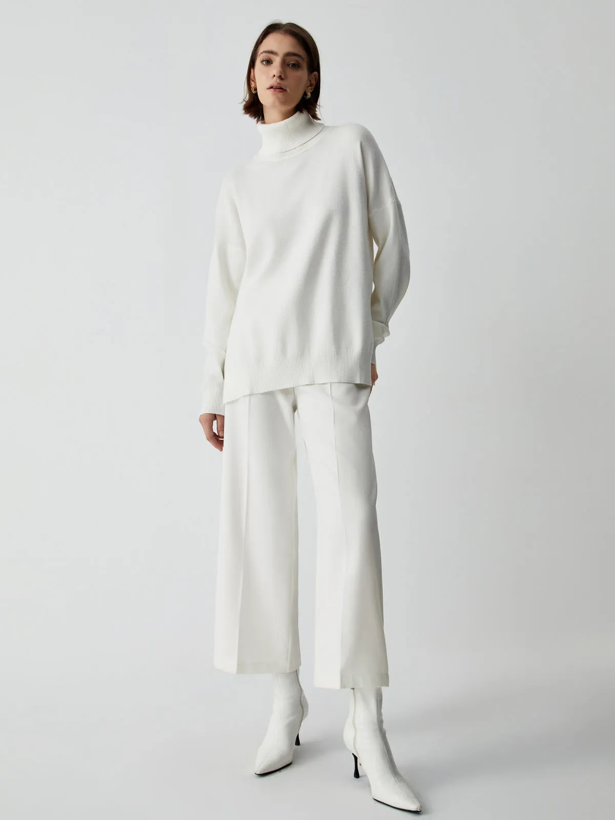 Semi-Sheer Wide Leg Culotte Pants