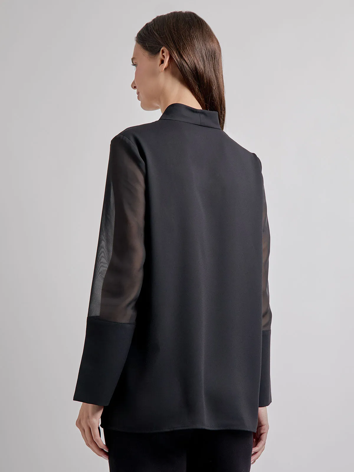 Sheer Sleeve Crepe de Chine Blouse - Vanity Fit