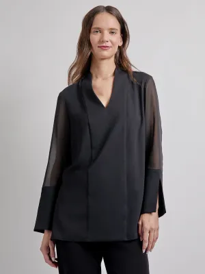 Sheer Sleeve Crepe de Chine Blouse - Vanity Fit