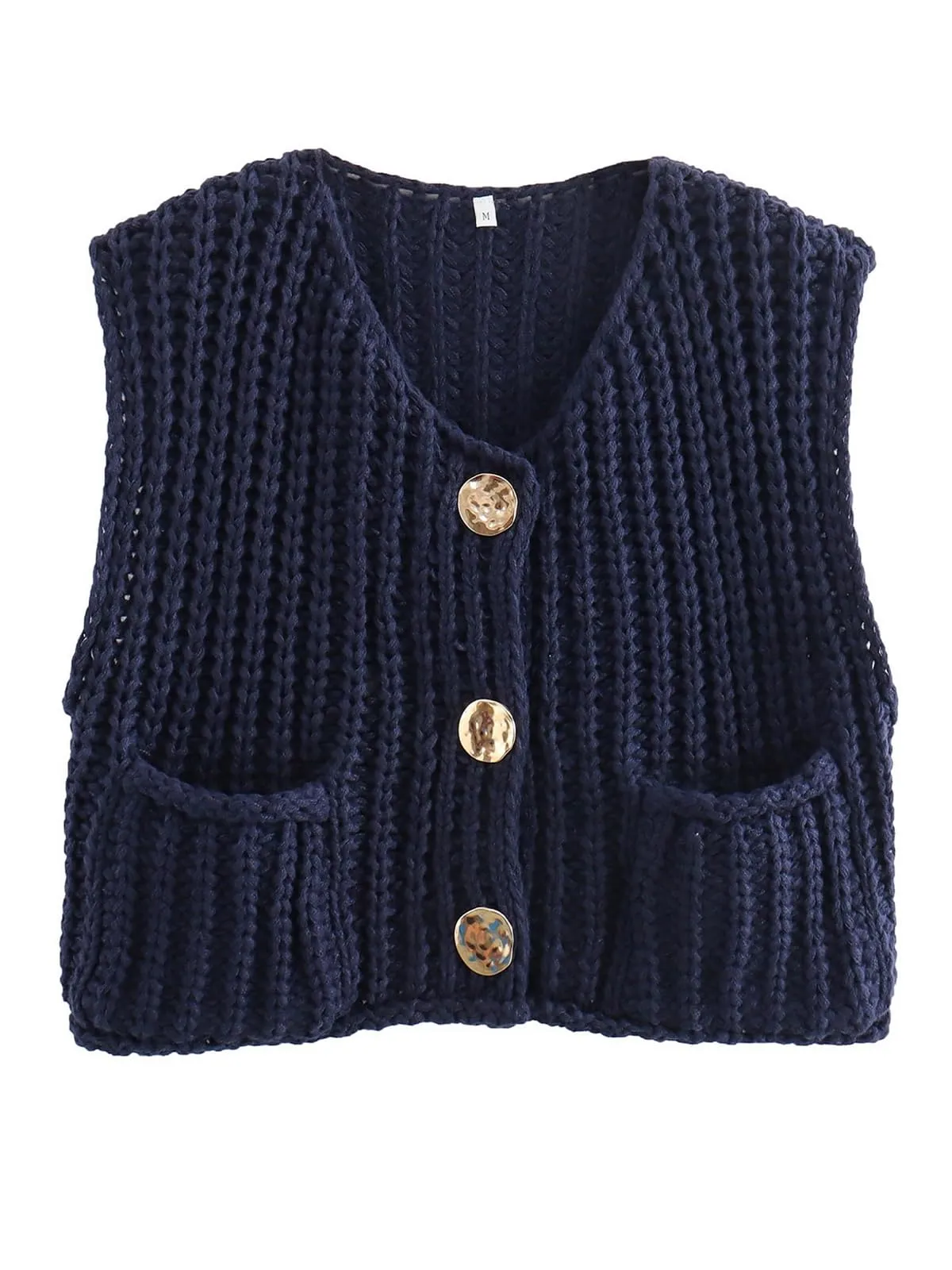 Sleeveless Button Down Knit Jackets