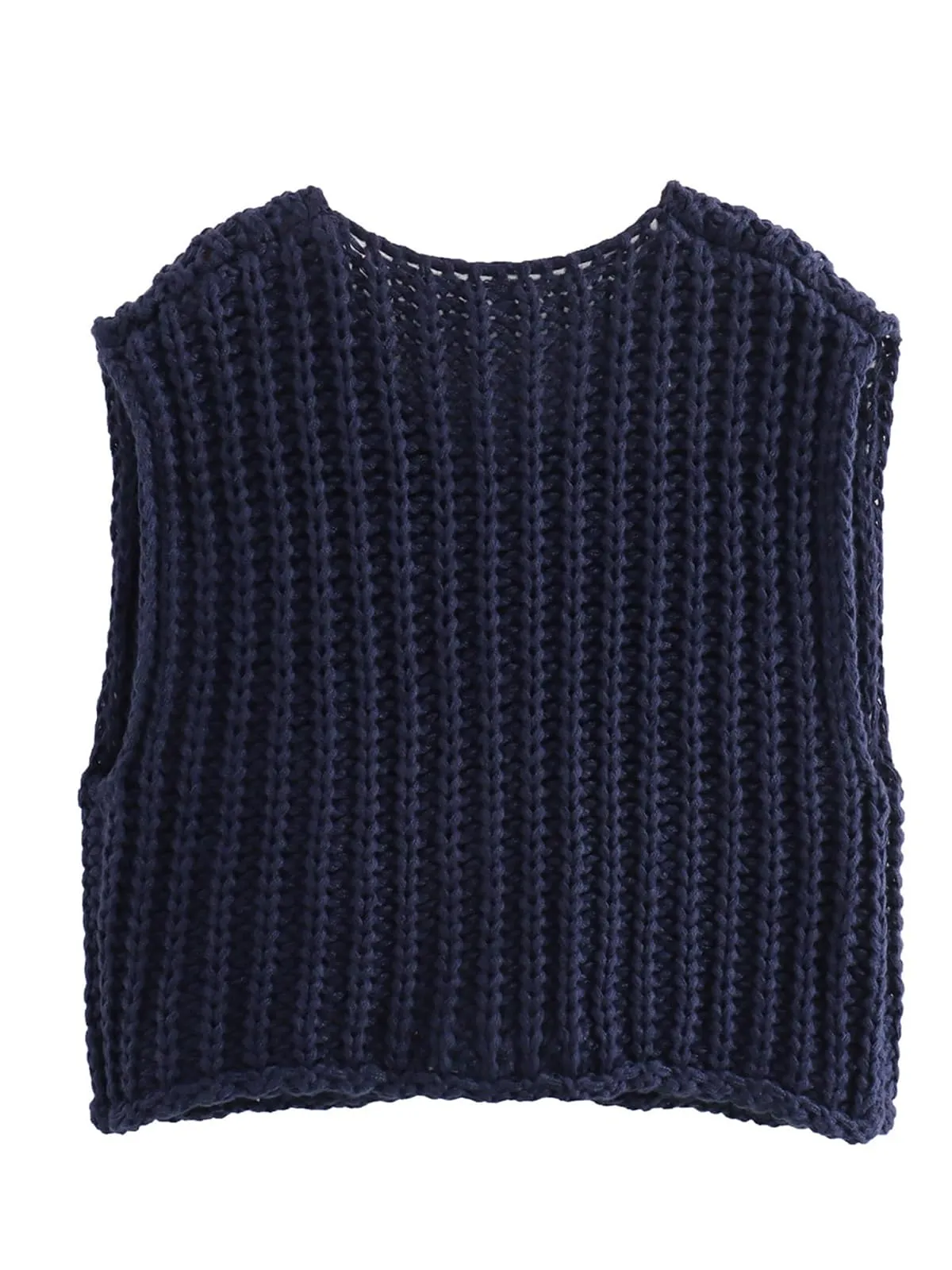 Sleeveless Button Down Knit Jackets
