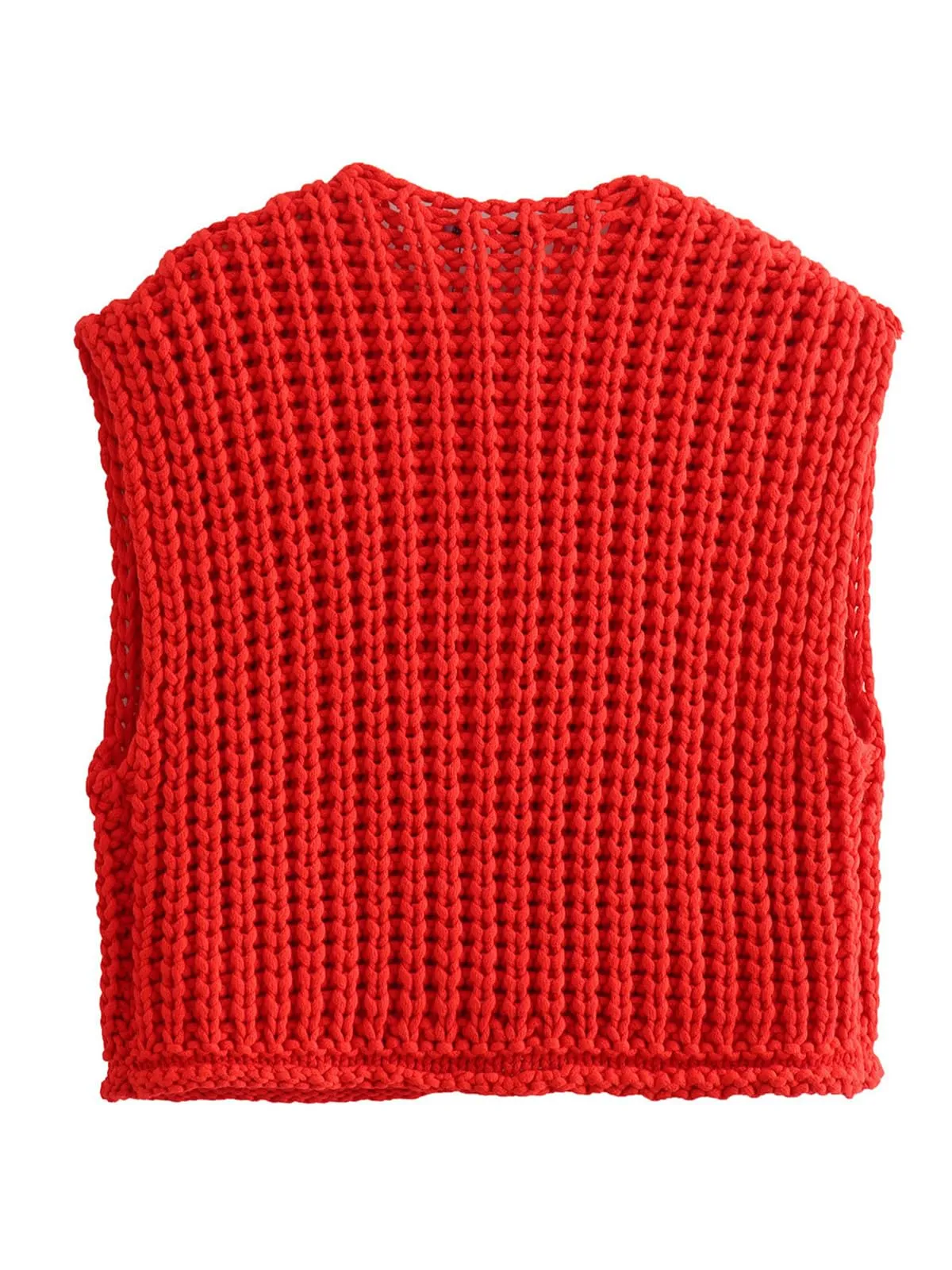 Sleeveless Button Down Knit Jackets