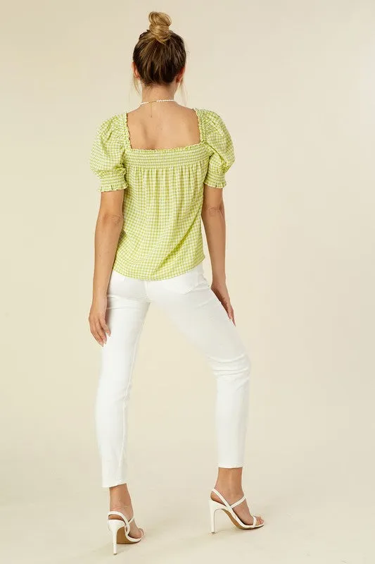 Smocked Blouse With Puff Sleeve - Lilou