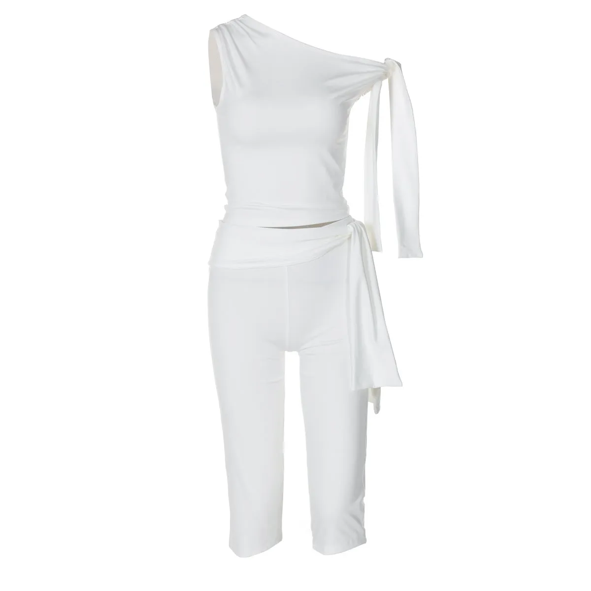 So Belle Diagonal Collar Top and Capri Set