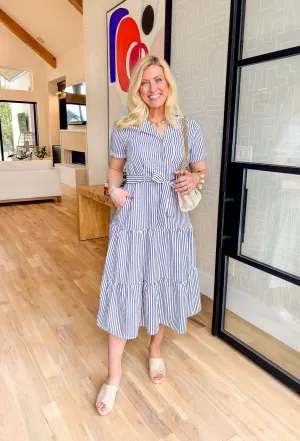 Something Great Striped Midi Dress