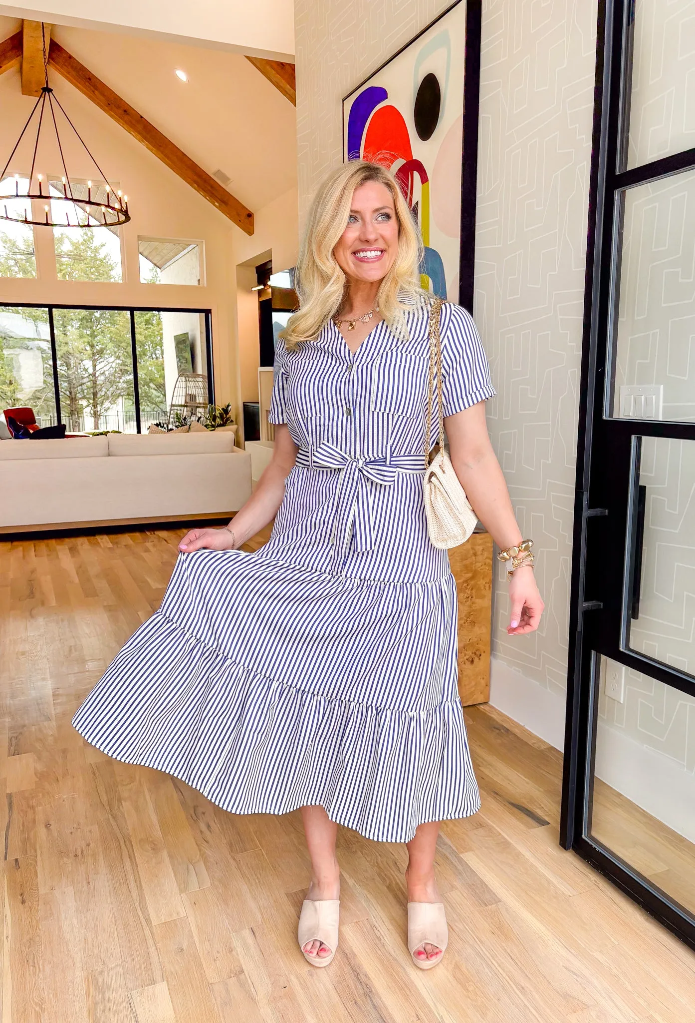 Something Great Striped Midi Dress