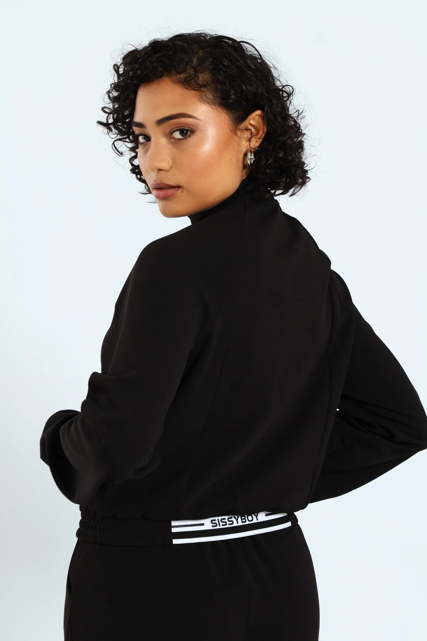 Sporty Cropped Jacket - Black