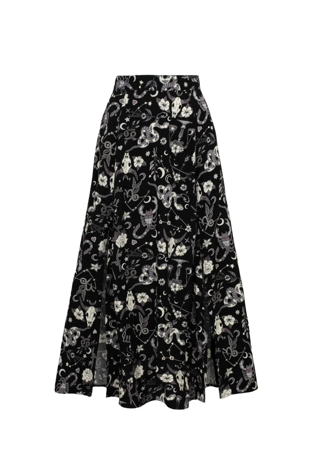 Star Sign Print Midi Skirt