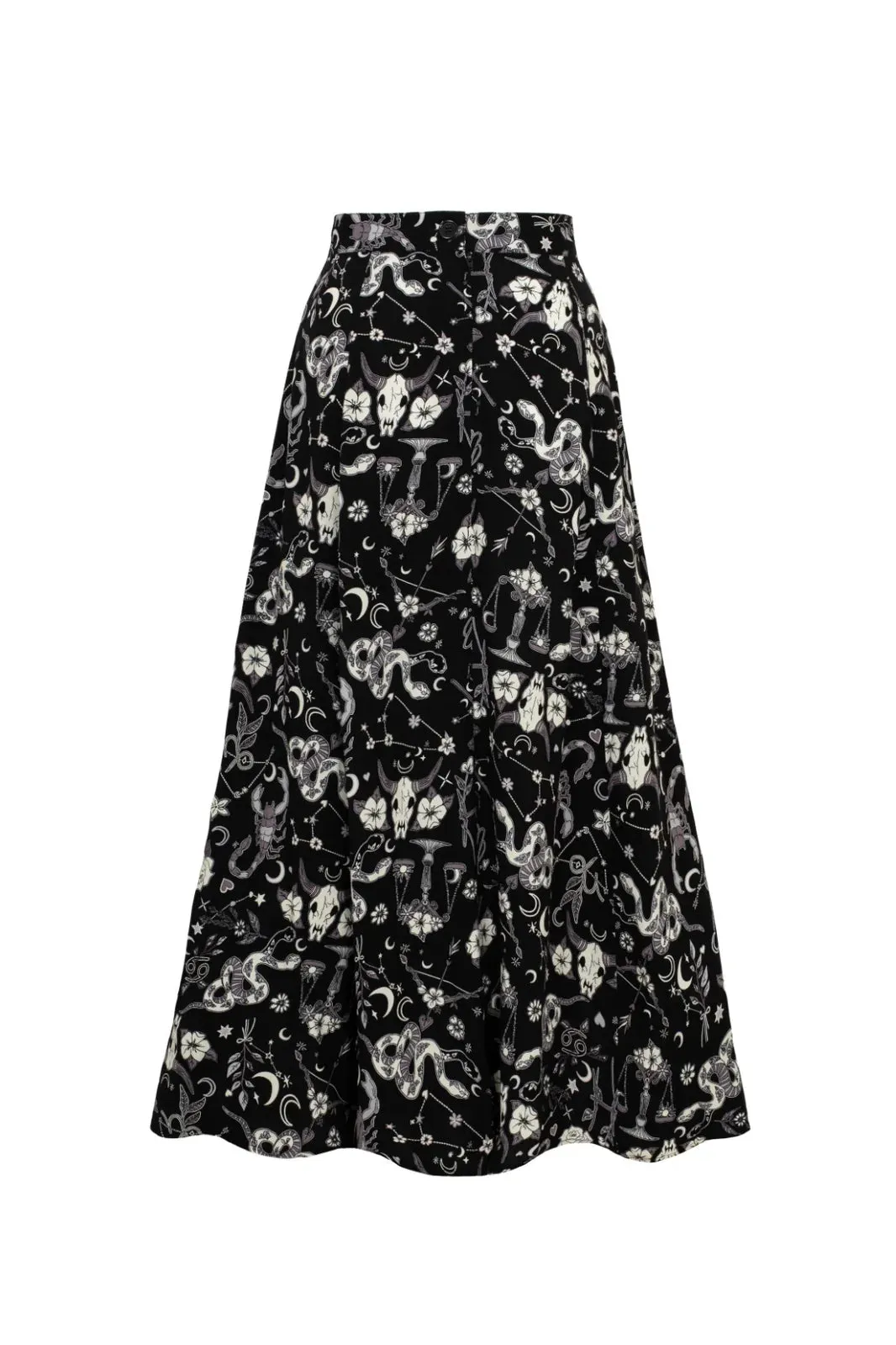 Star Sign Print Midi Skirt