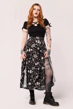 Star Sign Print Midi Skirt