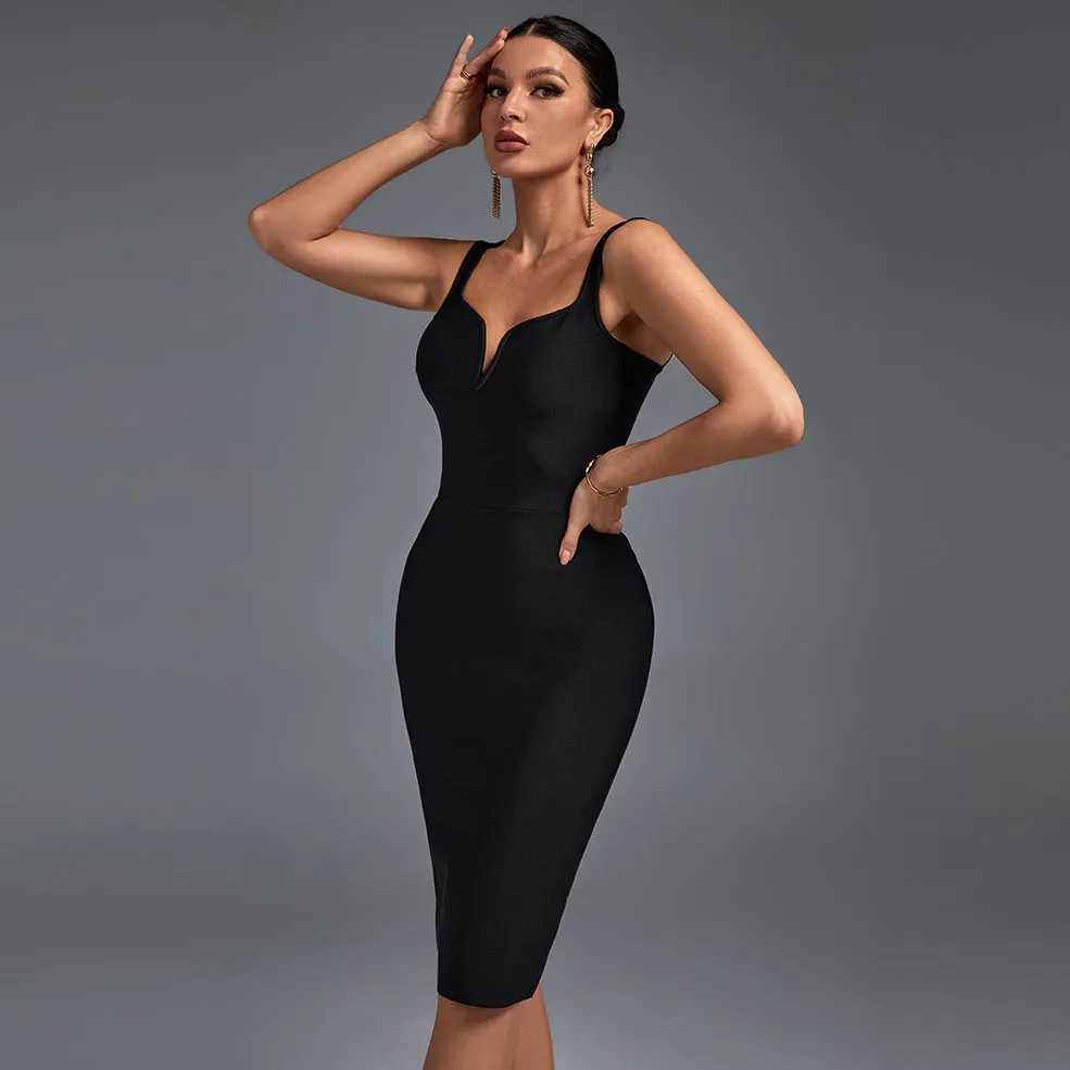 Strappy Sleeveless Backless Midi Bandage Dress