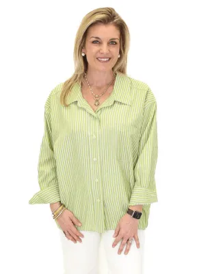 Striped Button-Down Top - Green