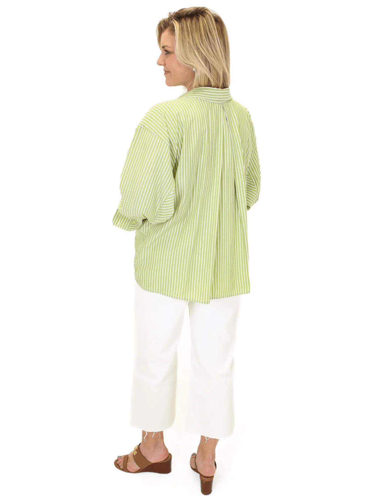 Striped Button-Down Top - Green