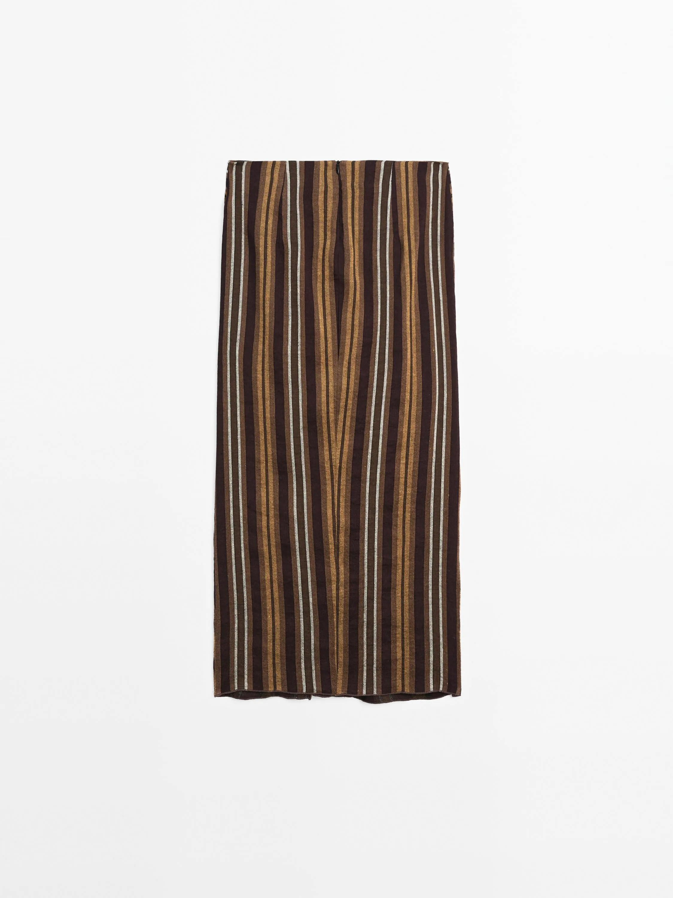 Striped linen blend midi skirt