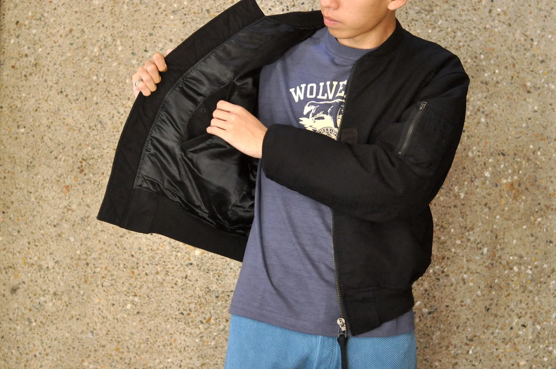 Studio D'Artisan  "Kurozome" Ultimate-Black MA-1 Flight Jacket
