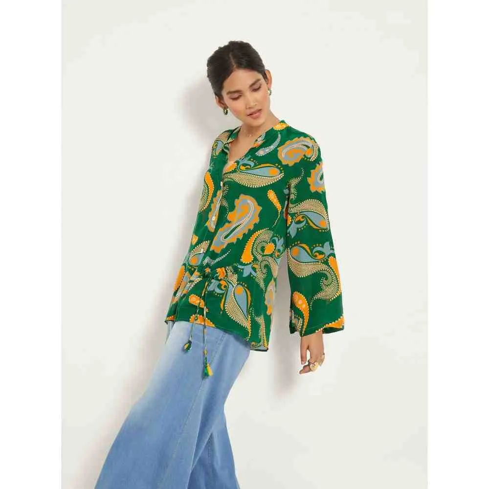 Style Junkiie Green Paisley Shirt