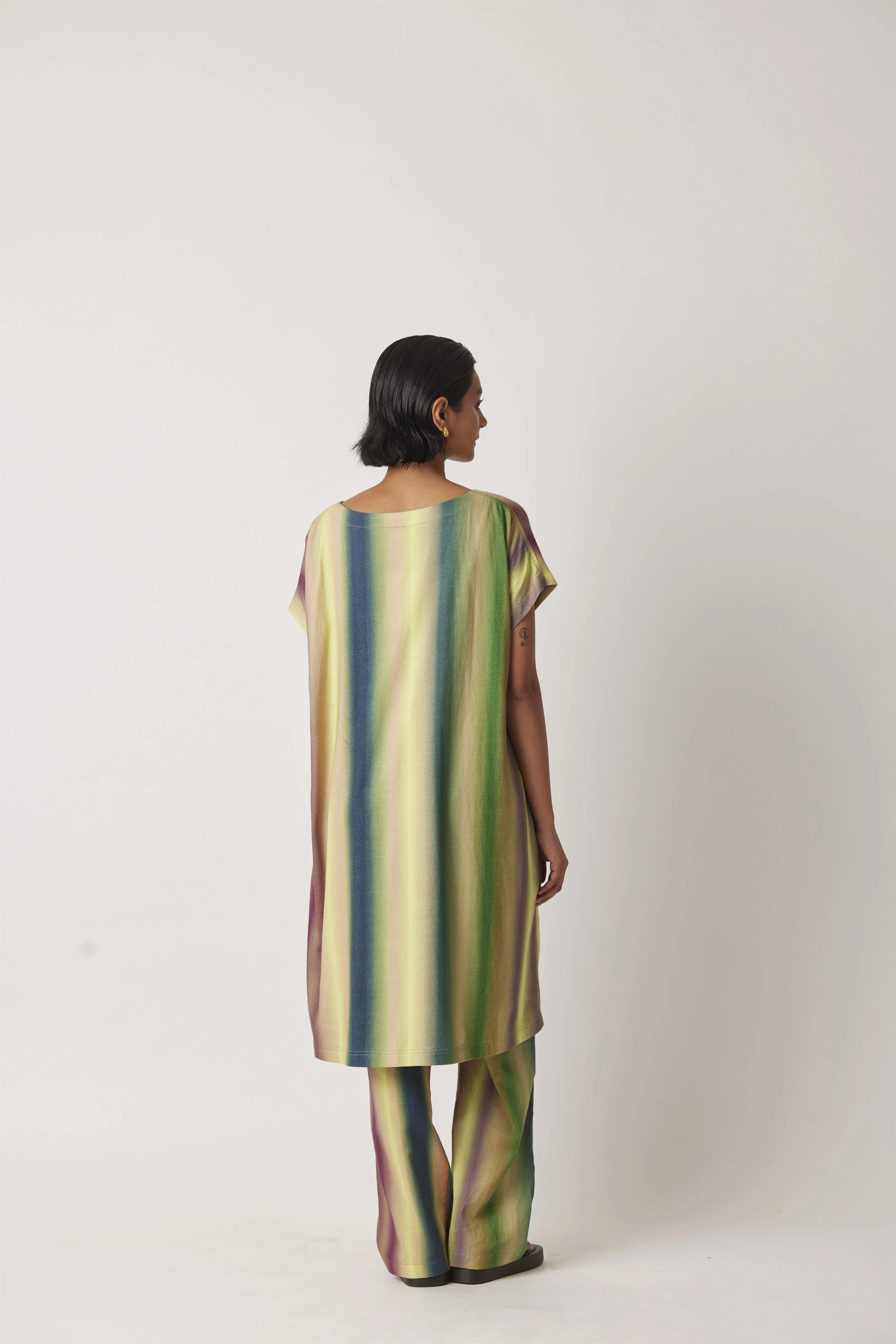 Summer Dress Modal Jersey Aura Midi-Hazy Stripes-Fashion Edit-Yc14D-101 Yc14Hs -04-Yavi