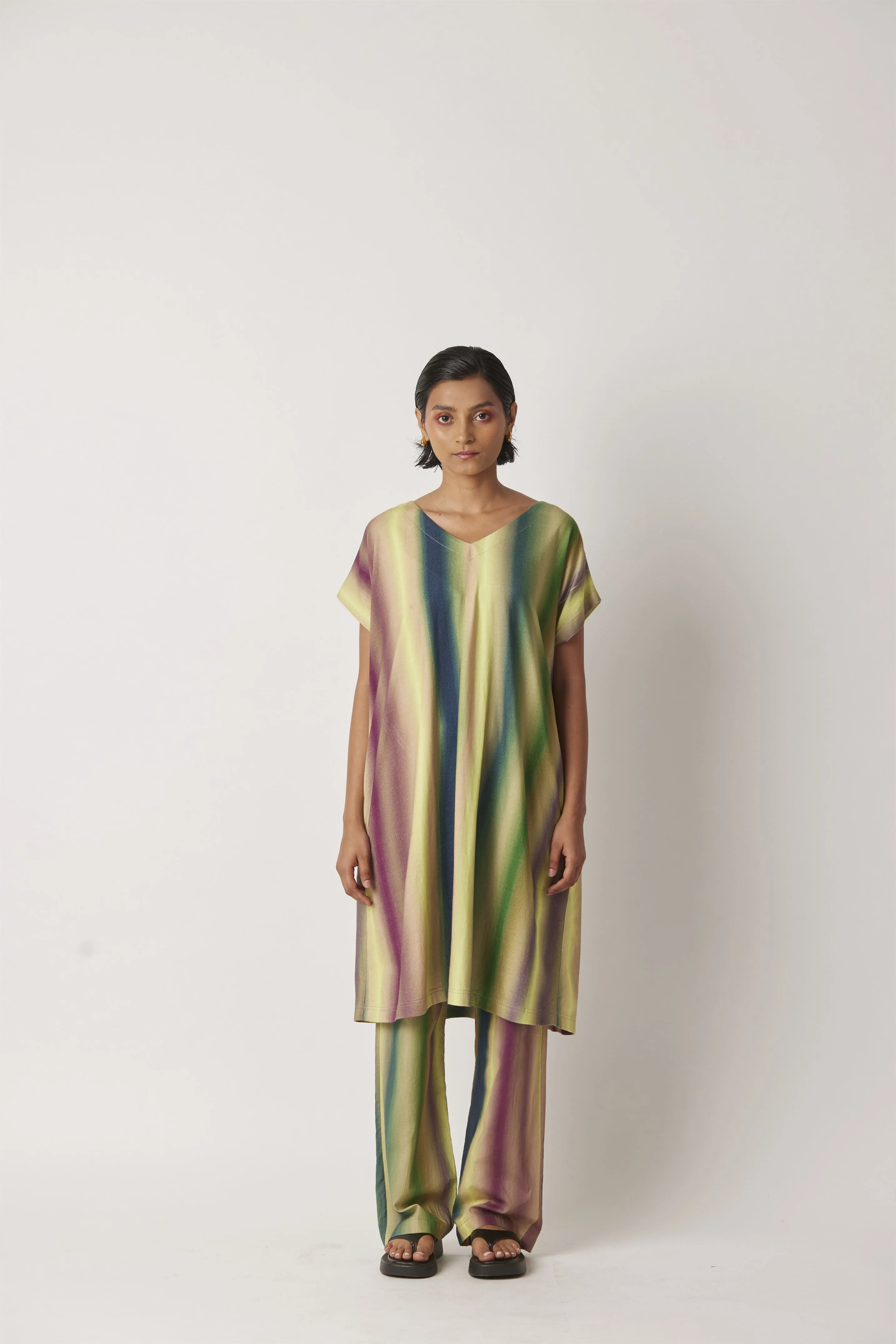 Summer Dress Modal Jersey Aura Midi-Hazy Stripes-Fashion Edit-Yc14D-101 Yc14Hs -04-Yavi