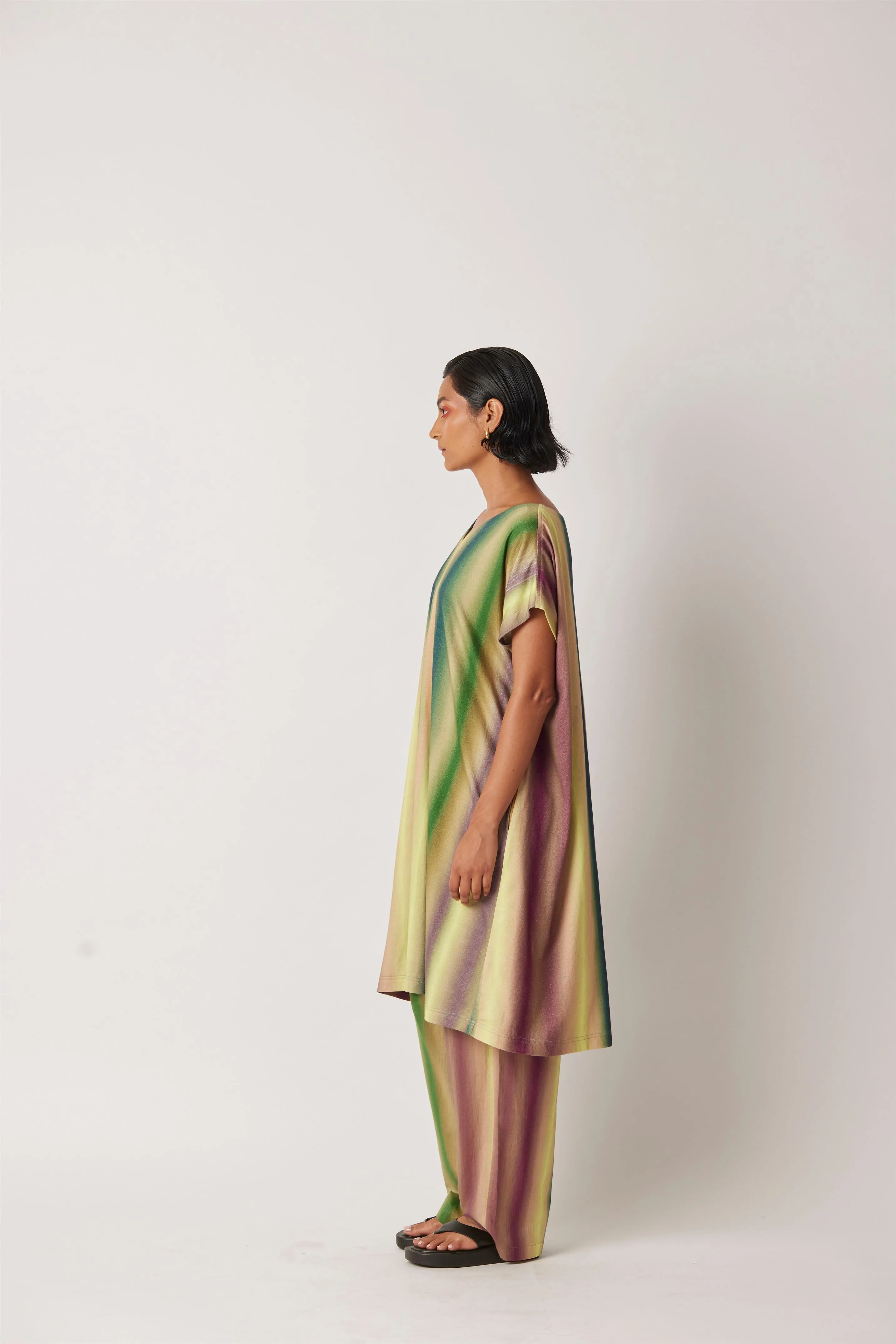 Summer Dress Modal Jersey Aura Midi-Hazy Stripes-Fashion Edit-Yc14D-101 Yc14Hs -04-Yavi