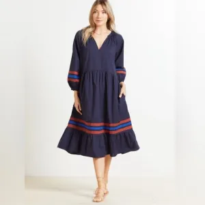 SUNDRY Varsity Stripe Midi Dress SUNDR32068 Coastal Preppy Size 2 US Medium