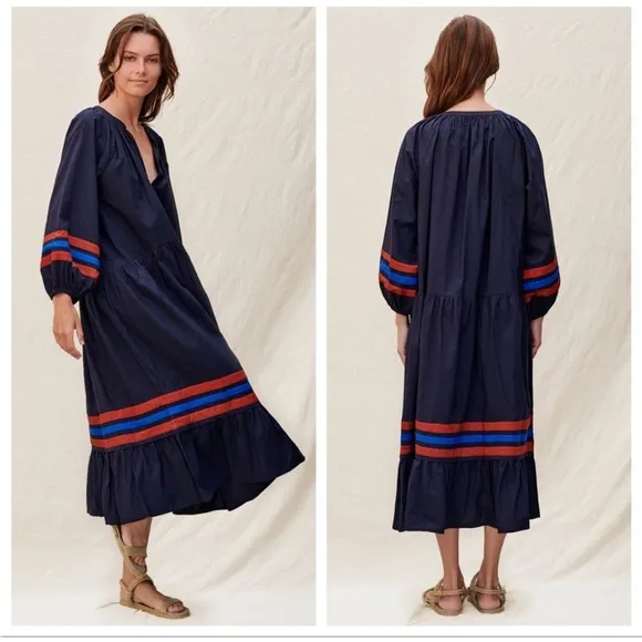 SUNDRY Varsity Stripe Midi Dress SUNDR32068 Coastal Preppy Size 2 US Medium