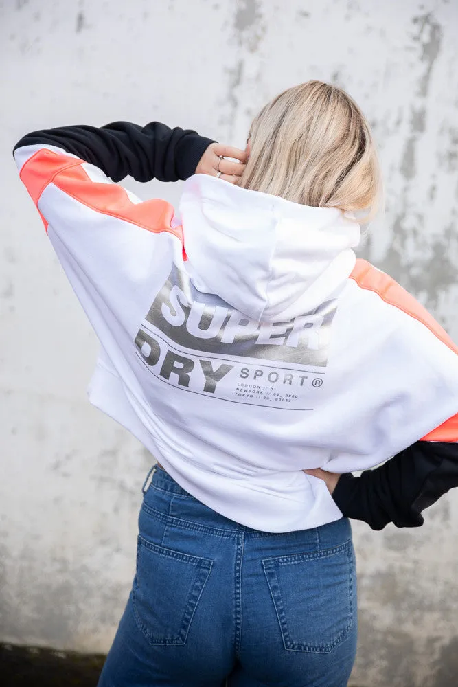 SuperDry Optic White Streetsport Crop Hoodie