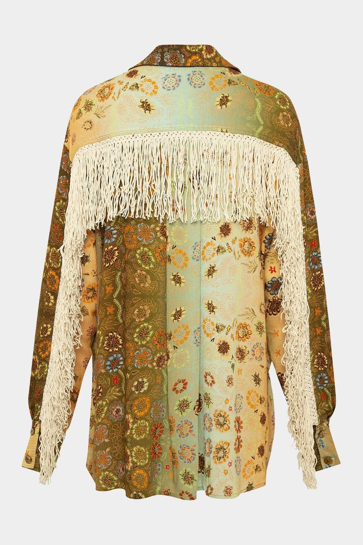 Suzy Printed Fringe Shirt in Multi