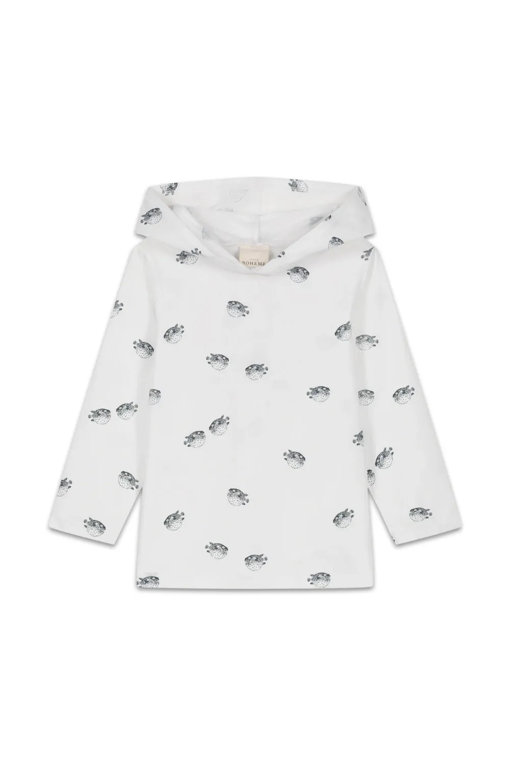 T-Shirt de Bain Anti-UV à Manches Longues et Capuche Janeiro Poisson Boule Blanc