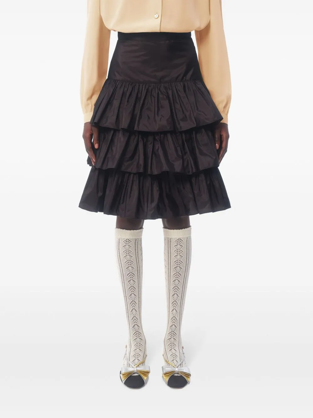 Taffetas midi skirt
