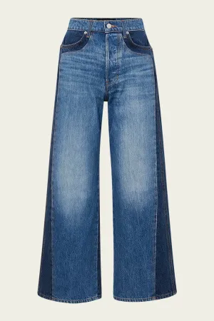 Taylor Two-Tone Cropped Wide-Leg Jean in Rebel Blue Colorblock