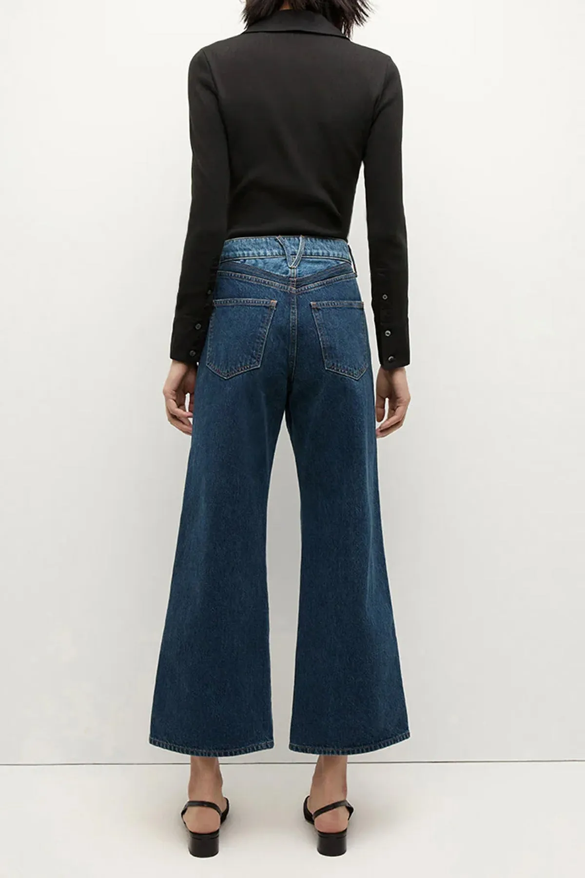 Taylor Two-Tone Cropped Wide-Leg Jean in Rebel Blue Colorblock