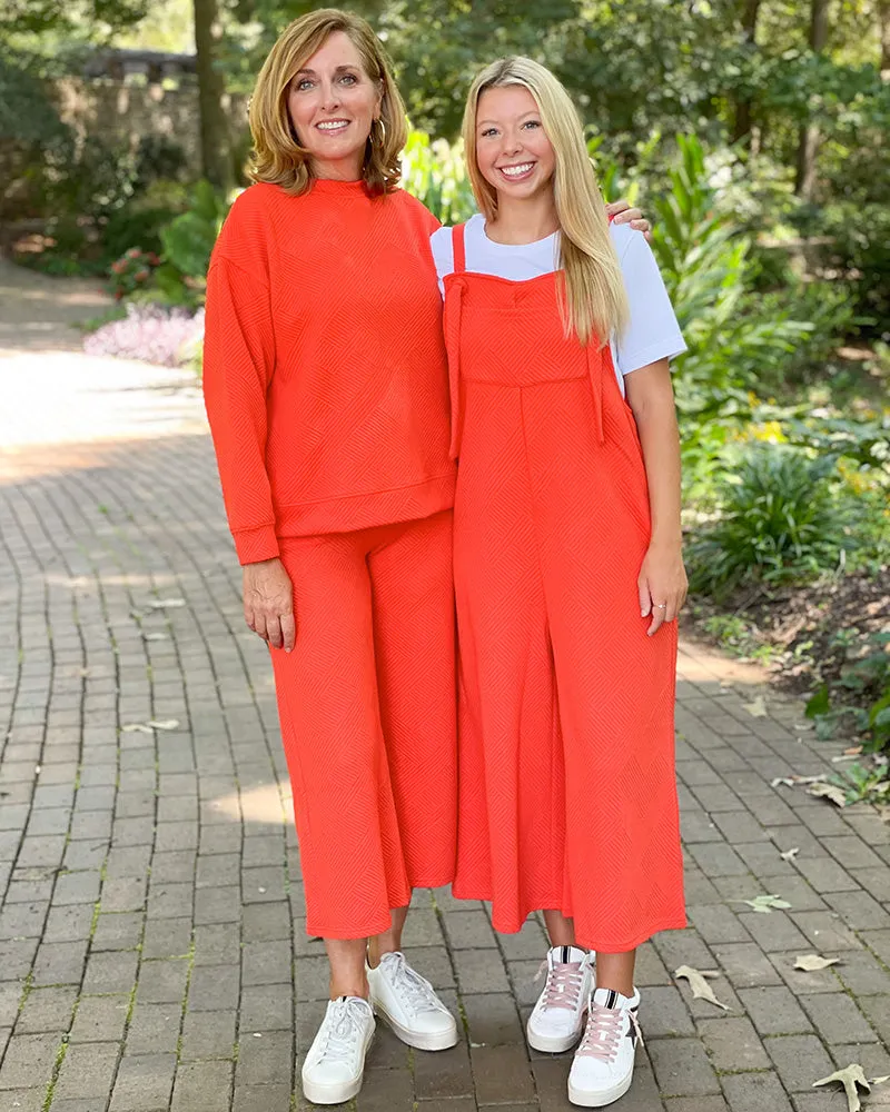 Textured Cropped Pants - Orange