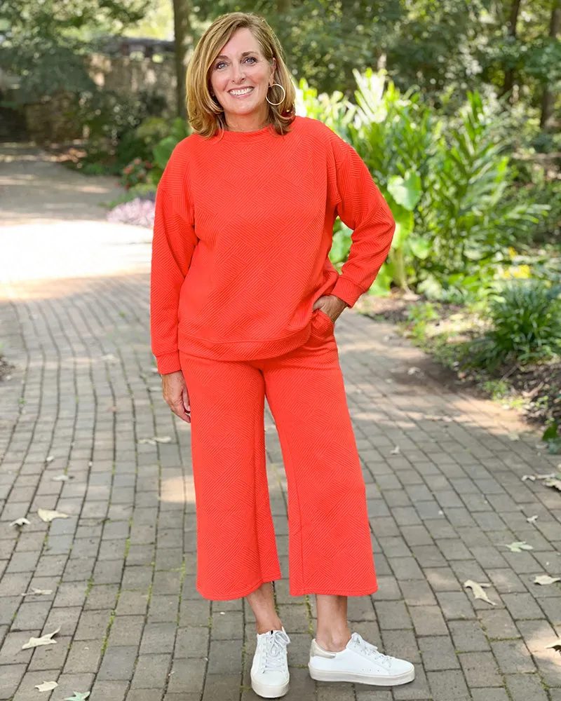 Textured Cropped Pants - Orange