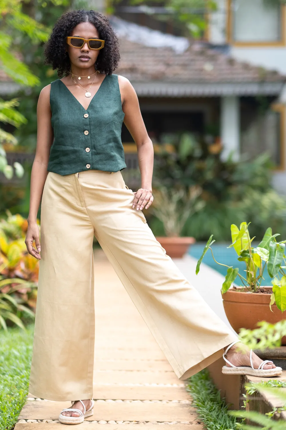 The Hemp Twill Flared Pants