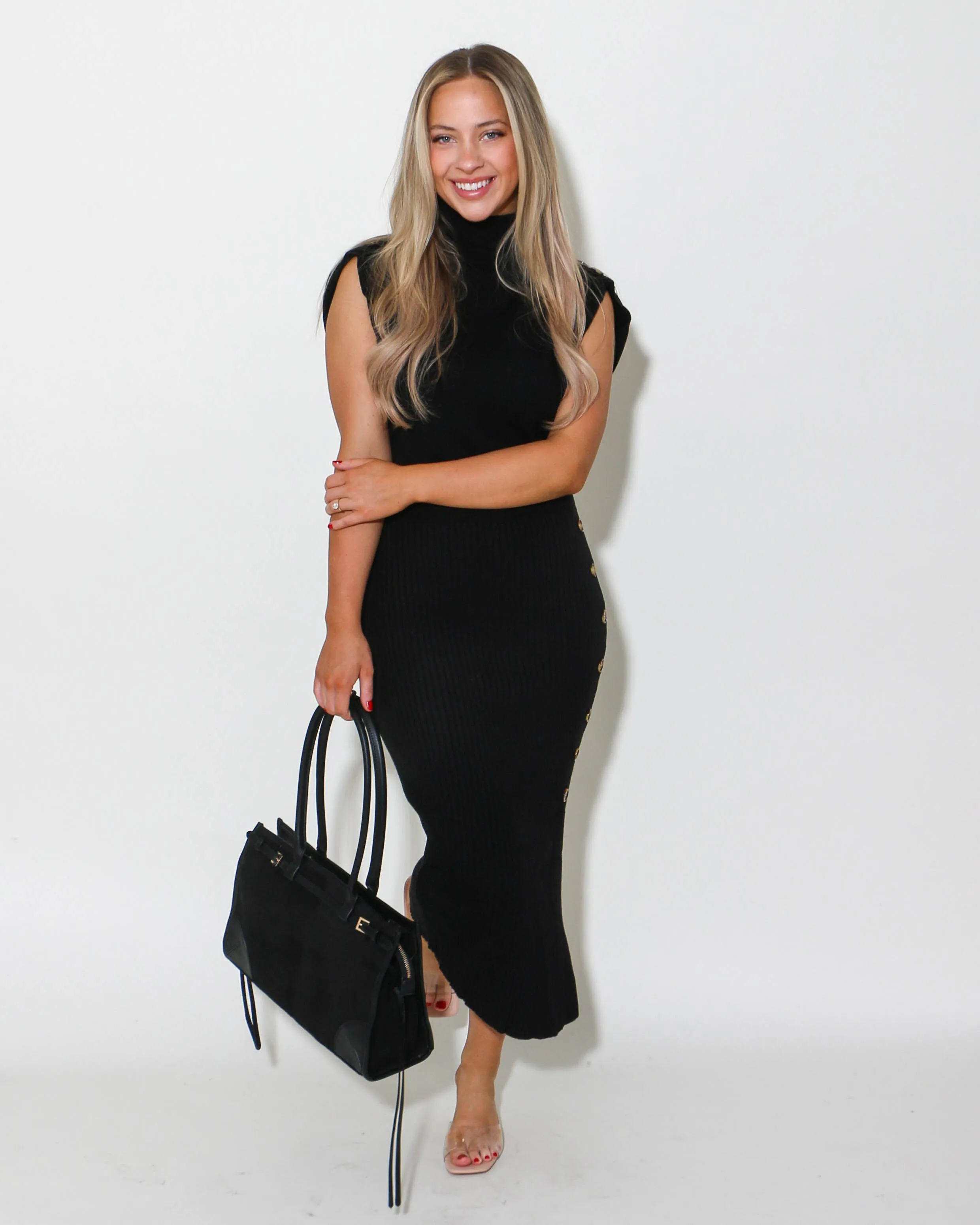 THML | Turtleneck Midi Dress w/ Button Details